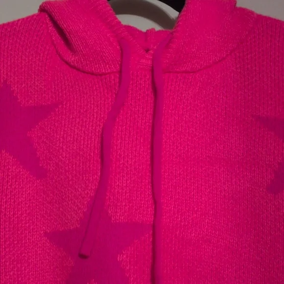NWOT hot pink star knitted hoodie, size L - Picture 3 of 6